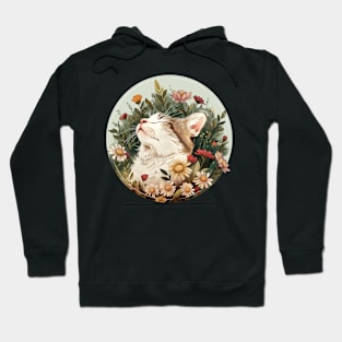 Cute Sleepy Cat with Flowers Design Hoodie